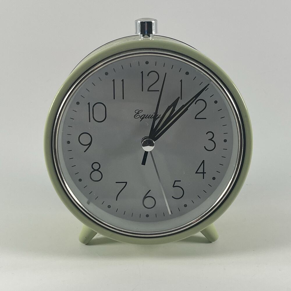 Equity Twin Bell Alarm Clock Green Retro Analog Loud Bedside